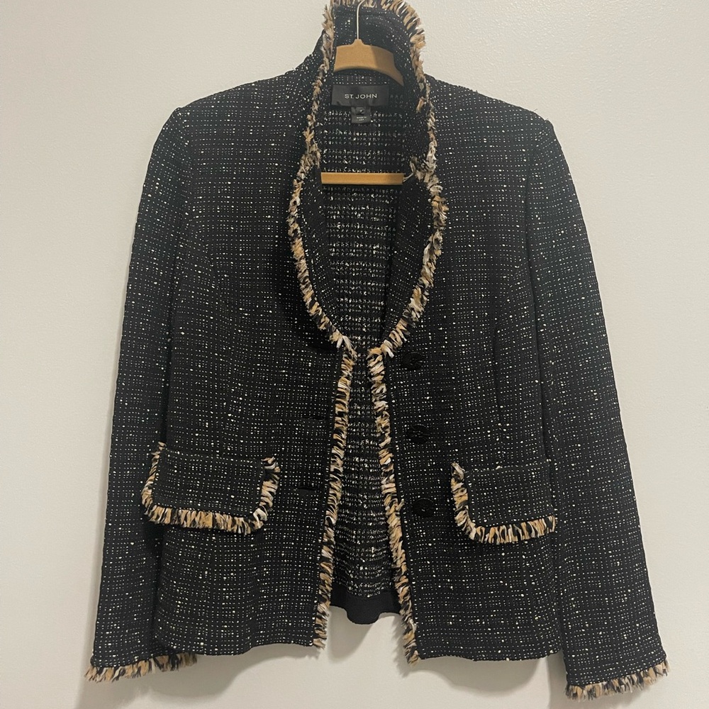 ST. JOHN blazer tweed fringe - Picture 9 of 13